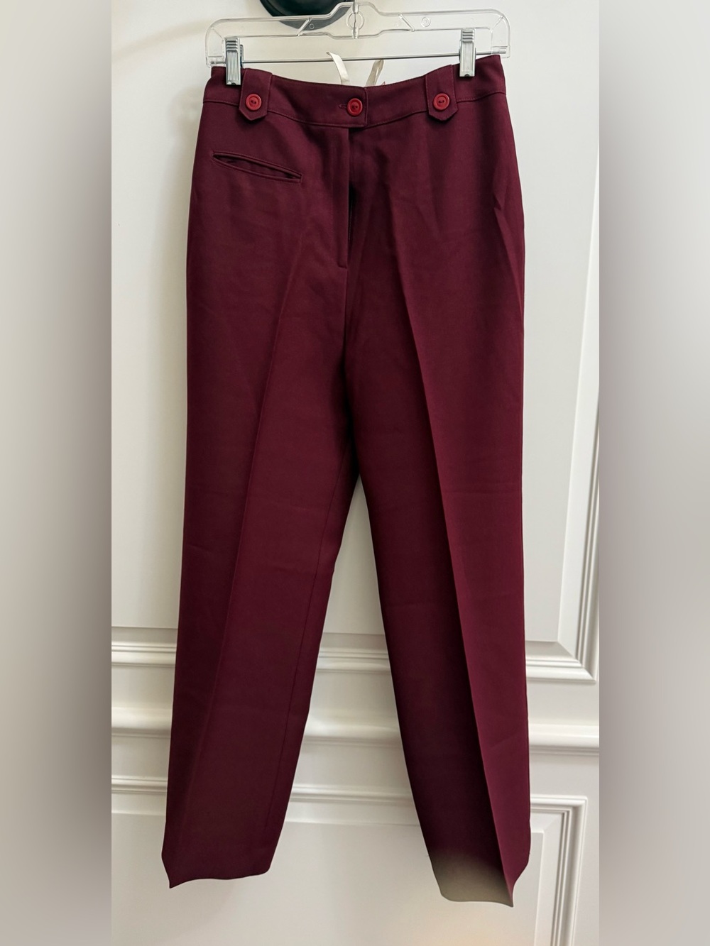 Vintage 70s/80s Maroon High Waisted Trousers - Three-Button Detail